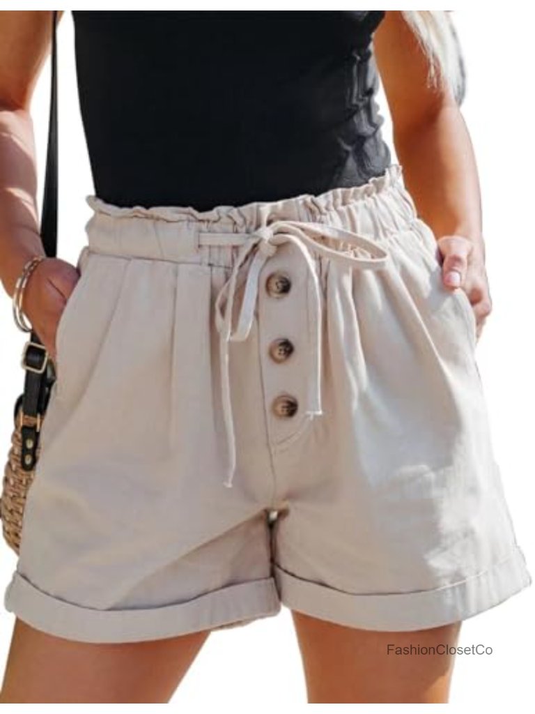Women's High Waist Cotton Drawstring Lounge Shorts